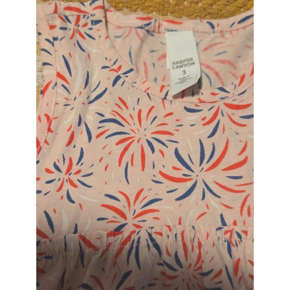 Harper Canyon Girls Pink Firework Print Dress Size 3‎ Toddler